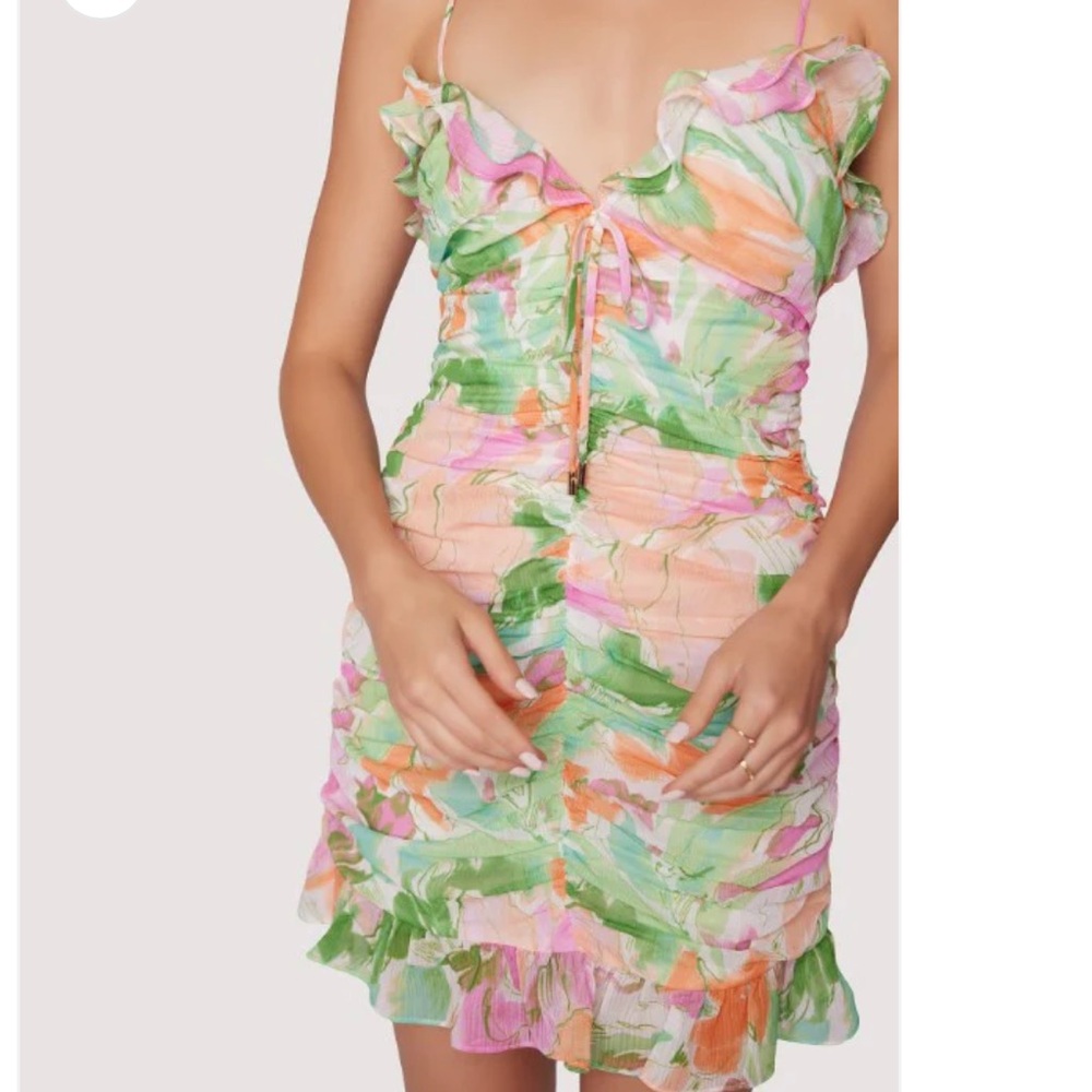LOST + WANDER Painterly Love Mini Dress